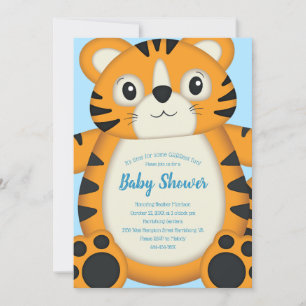 Tiger Baby Shower Blue Inbjudningar