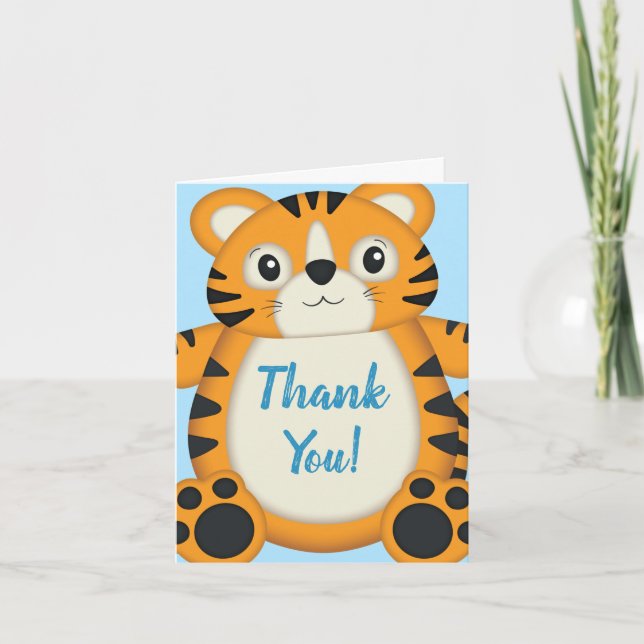 Tiger Baby Shower Blue Tack Kort (Framsida)