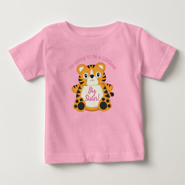 Tiger Baby Shower Safari Rosa Girl Girl Girl Girl  T Shirt (Framsida)
