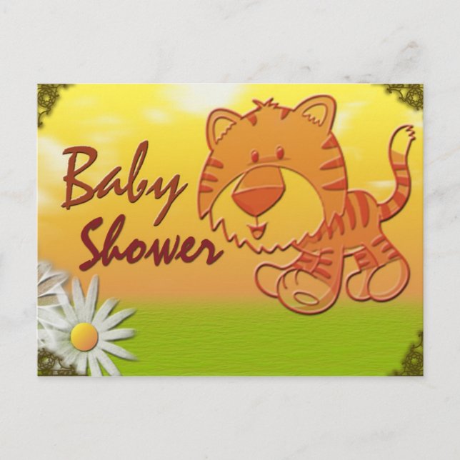 Tiger Baby Shower vycard Inbjudan Vykort (Framsida)