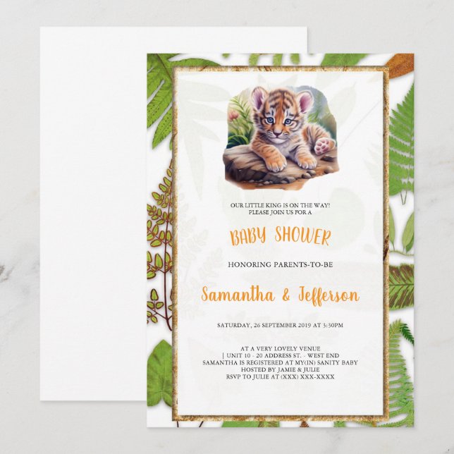 TIGER BABYSHOWER-INBJUDANDE INBJUDNINGAR (Fram/baksida)
