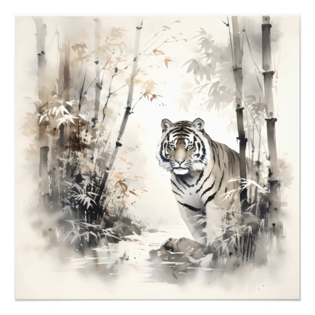 Tiger Bamboo Forest Fototryck (Framsidan)