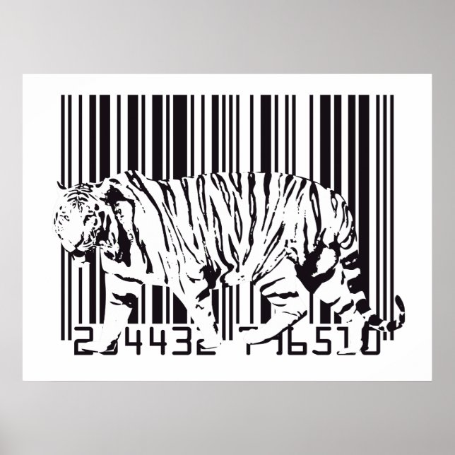 Tiger Barcode Art Poster (Framsidan)