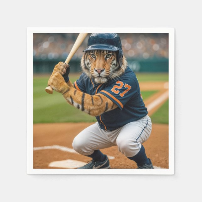 Tiger basebollspelare #27 upp till slag pappersservett (Framsidan)