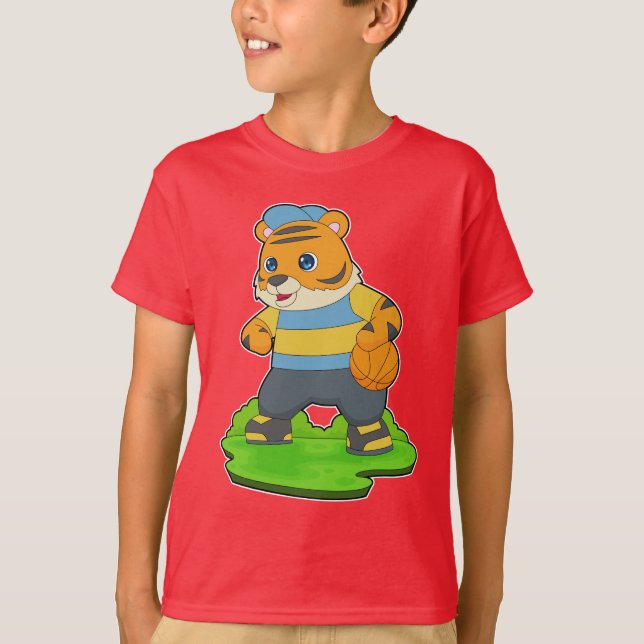 Tiger Basketball-spelare Basketball T Shirt (Framsida)