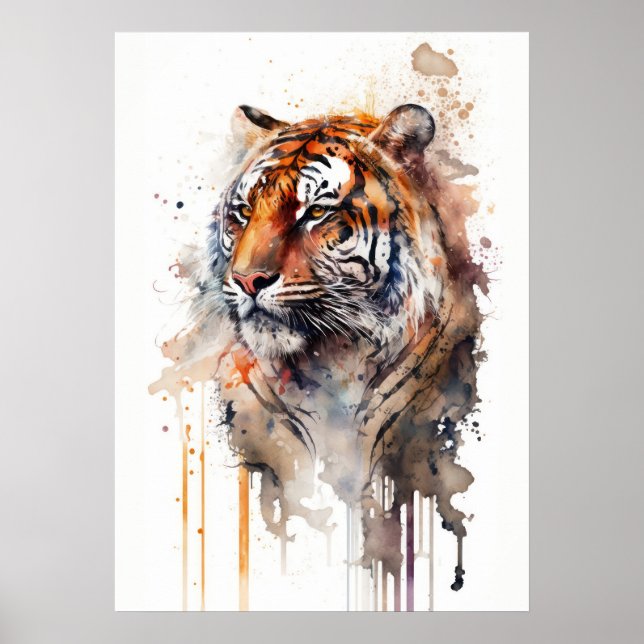 Tiger Beauty Watercolor Art Poster (Framsidan)