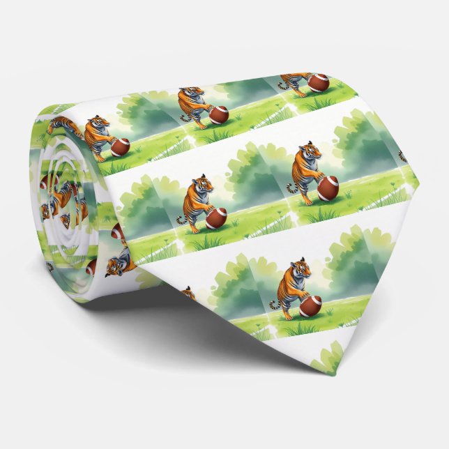 Tiger Bengal Mascot med fotboll Slips (Rullad)