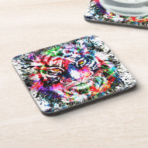 Tiger Beverage Coaster | Tiger Teckning Abstrakt