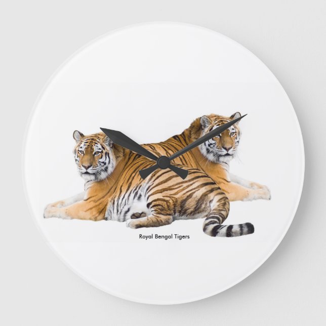 Tiger-bild för Round-Large-Wall-Clock Stor Klocka (Framsida)