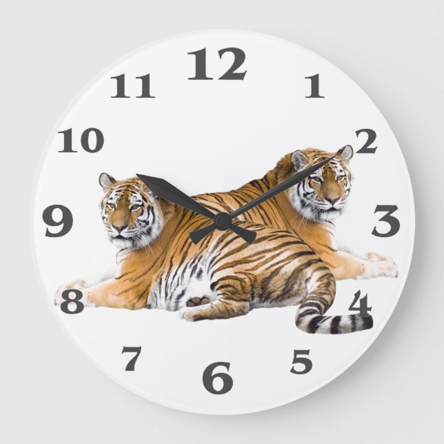 Tiger-bild för Round-Large-Wall-Clock Stor Klocka (Framsida)