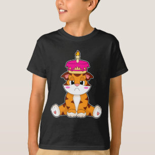 Tiger Birthday Cake Candle T Shirt