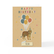 Tiger Birthday Card - Personlig Namn