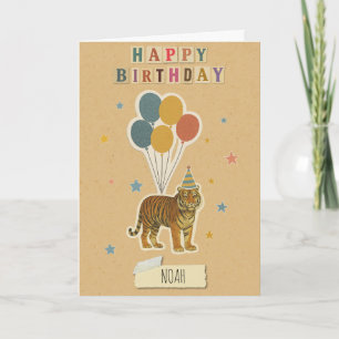 Tiger Birthday Card - Personlig Namn Kort