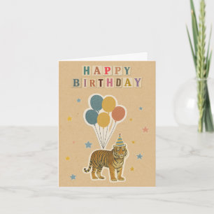 Tiger Birthday Card - Retro Collage Stil Kort