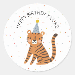 Tiger Birthday Runt Klistermärke