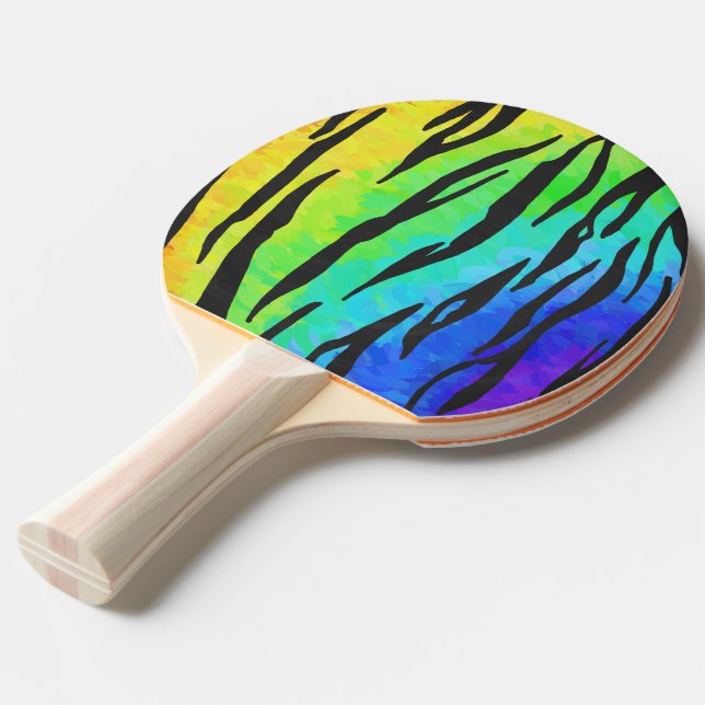 Tiger Black and Rainbow Gifts Pingisracket (Ryggvinkel)