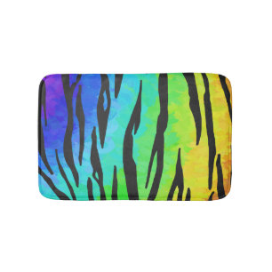 Tiger Black and Rainbow Skriv ut Badrumsmatta