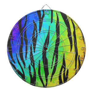 Tiger Black and Rainbow Skriv ut Darttavla