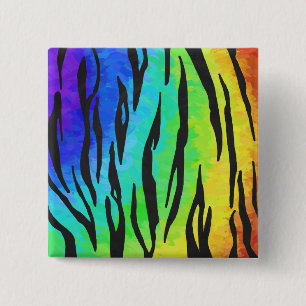 Tiger Black and Rainbow Skriv ut Knapp