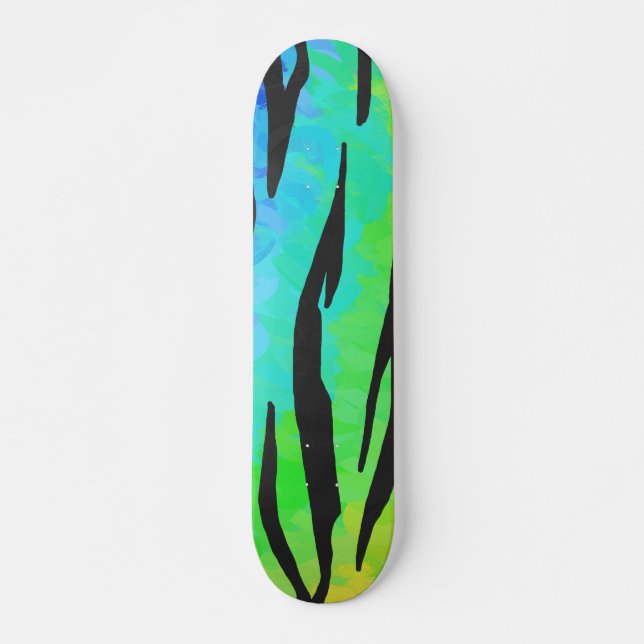 Tiger Black and Rainbow Skriv ut Mini Skateboard Bräda 18,7 Cm (Framsida)