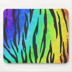 Tiger Black and Rainbow Skriv ut Musmatta