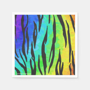 Tiger Black and Rainbow Skriv ut Pappersservett