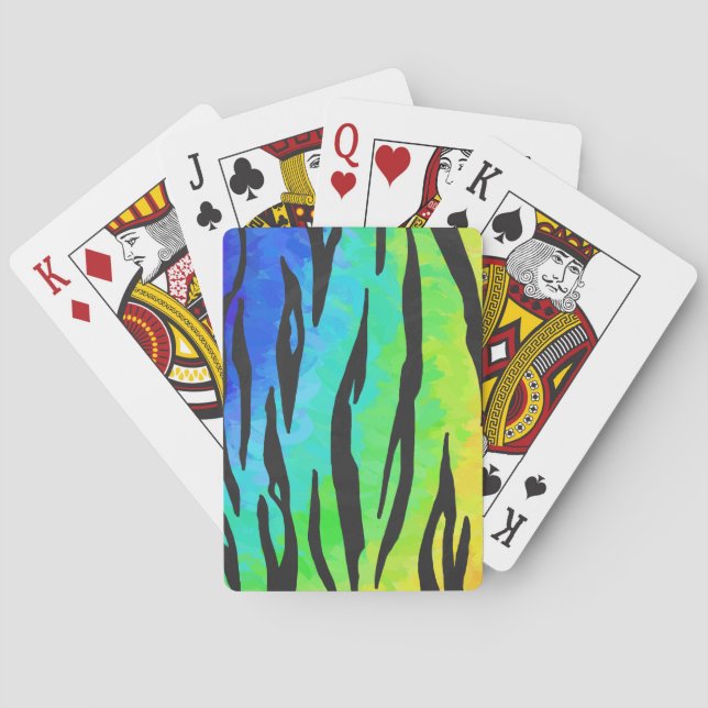 Tiger Black and Rainbow Skriv ut Spel Kort (Baksidan)