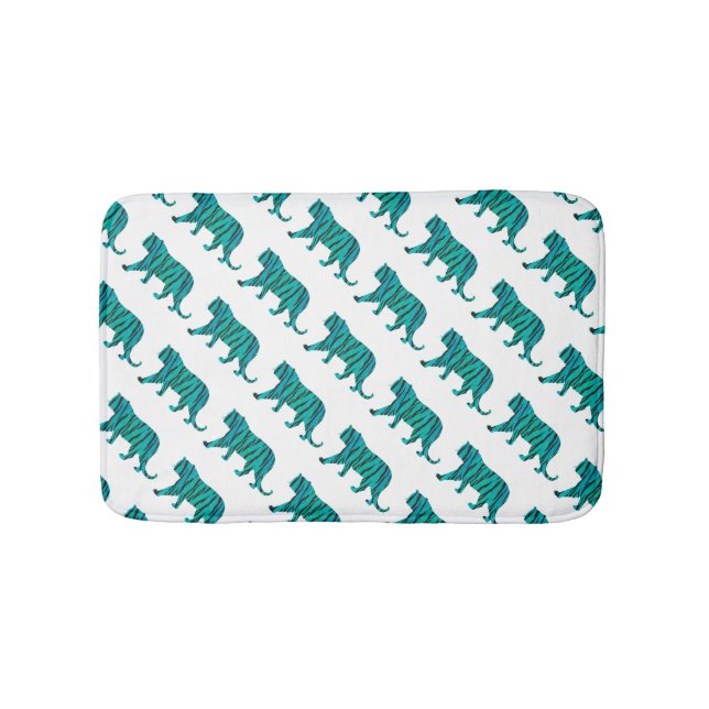 Tiger Black and Teal Print Badrumsmatta (Framsidan)