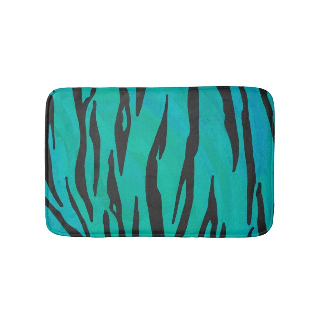 Tiger Black and Teal Print Badrumsmatta (Framsidan)