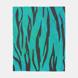 Tiger Black and Teal Print Fleecefilt