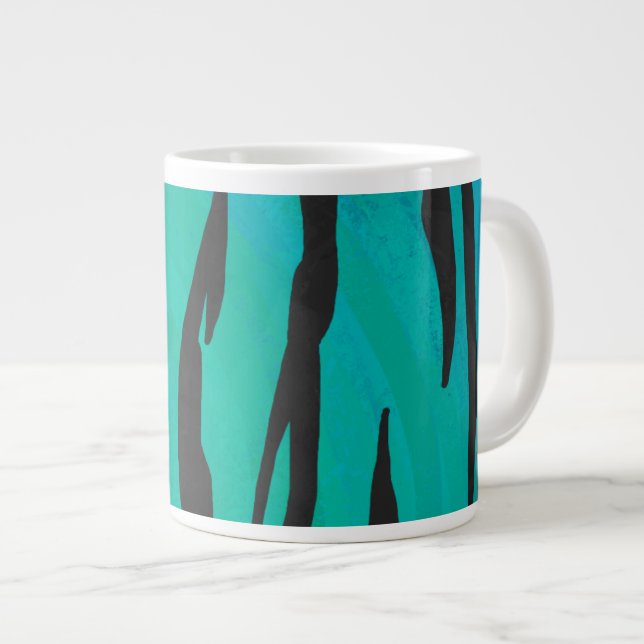 Tiger Black and Teal Print Jumbo Mugg (Framsida höger)