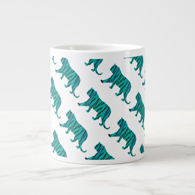 Tiger Black and Teal Print Jumbo Mugg (Framsidan)