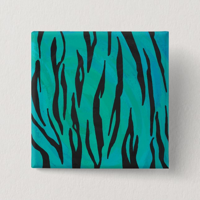Tiger Black and Teal Print Knapp (Framsida)