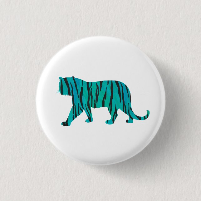 Tiger Black and Teal Print Knapp (Framsida)