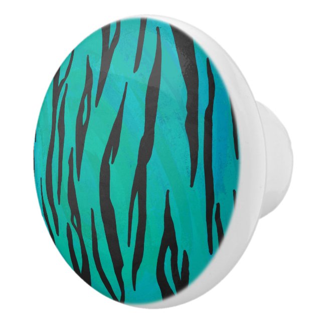 Tiger Black and Teal Print Knopp (Höger)
