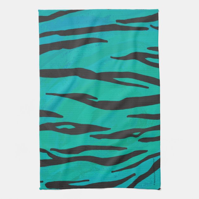 Tiger Black and Teal Print Kökshandduk (Vertikal)