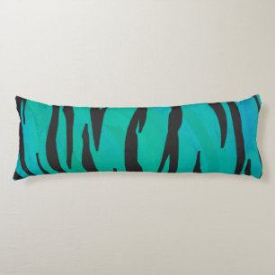Tiger Black and Teal Print Kroppskudde