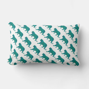 Tiger Black and Teal Print Lumbarkudde