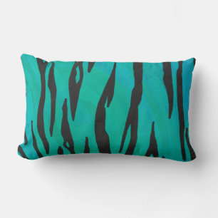Tiger Black and Teal Print Lumbarkudde