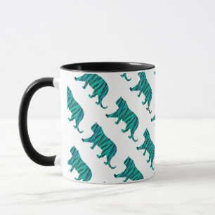 Tiger Black and Teal Print Mugg