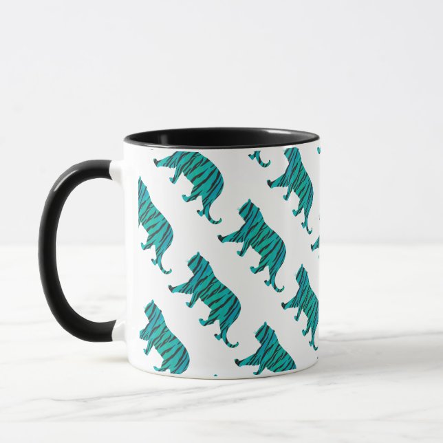 Tiger Black and Teal Print Mugg (Vänster)