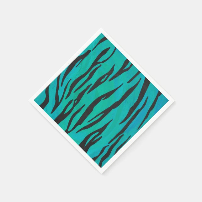 Tiger Black and Teal Print Pappersservett (Hörn)