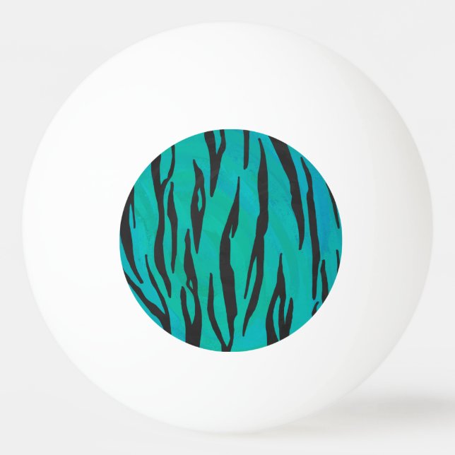 Tiger Black and Teal Print Pingisboll (Framsidan)