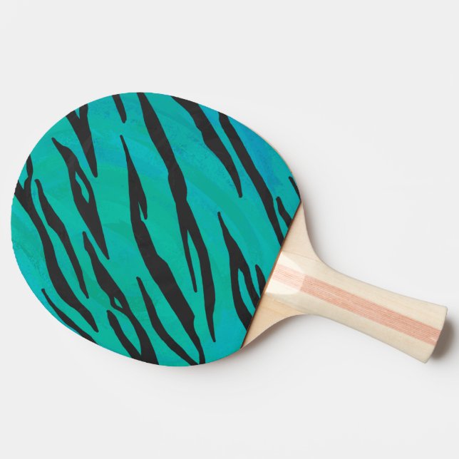 Tiger Black and Teal Print Pingisracket (Baksidan )