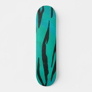 Tiger Black and Teal Print Skateboard Bräda 21,5 Cm