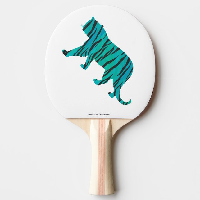Tiger Black and Teal Silhouettes Pingisracket (Framsidan)