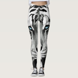 Tiger Black and White Blue öga Leggings
