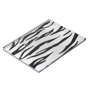 Tiger Black and White Print Anteckningsbok Med Spiral