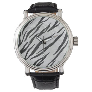 Tiger Black and White Print Armbandsur