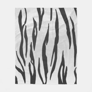 Tiger Black and White Print Fleecefilt